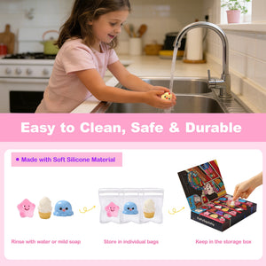 FUFUSQUISHY 30PCS Squishy Toys for Kids, Soft Taba Sensory Squeeze Toy Set, 24 Individually Wrapped Packs, Classroom Prizes and Party Favors
