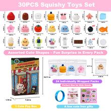FUFUSQUISHY 30PCS Squishy Toys for Kids, Soft Taba Sensory Squeeze Toy Set, 24 Individually Wrapped Packs, Classroom Prizes and Party Favors