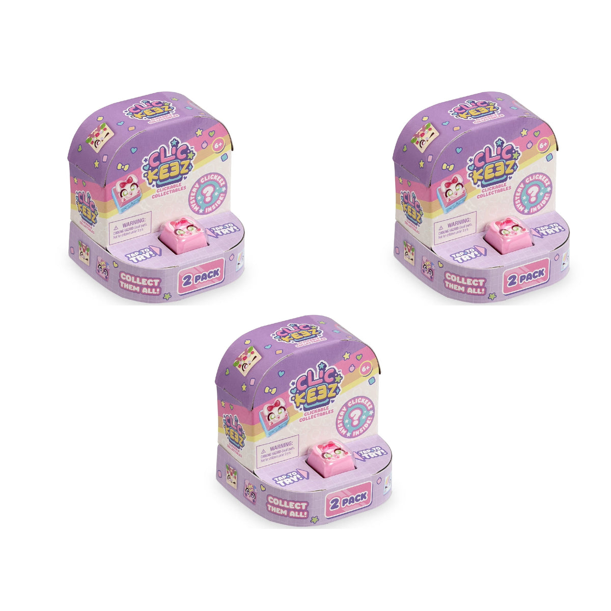 Clickeez Keyboard Key Fidget Toys Collectible Characters 3-Piece Bundle